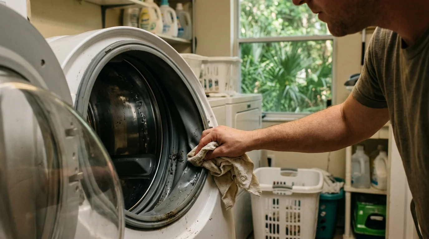 Cleaning the door boot of a front-load washer