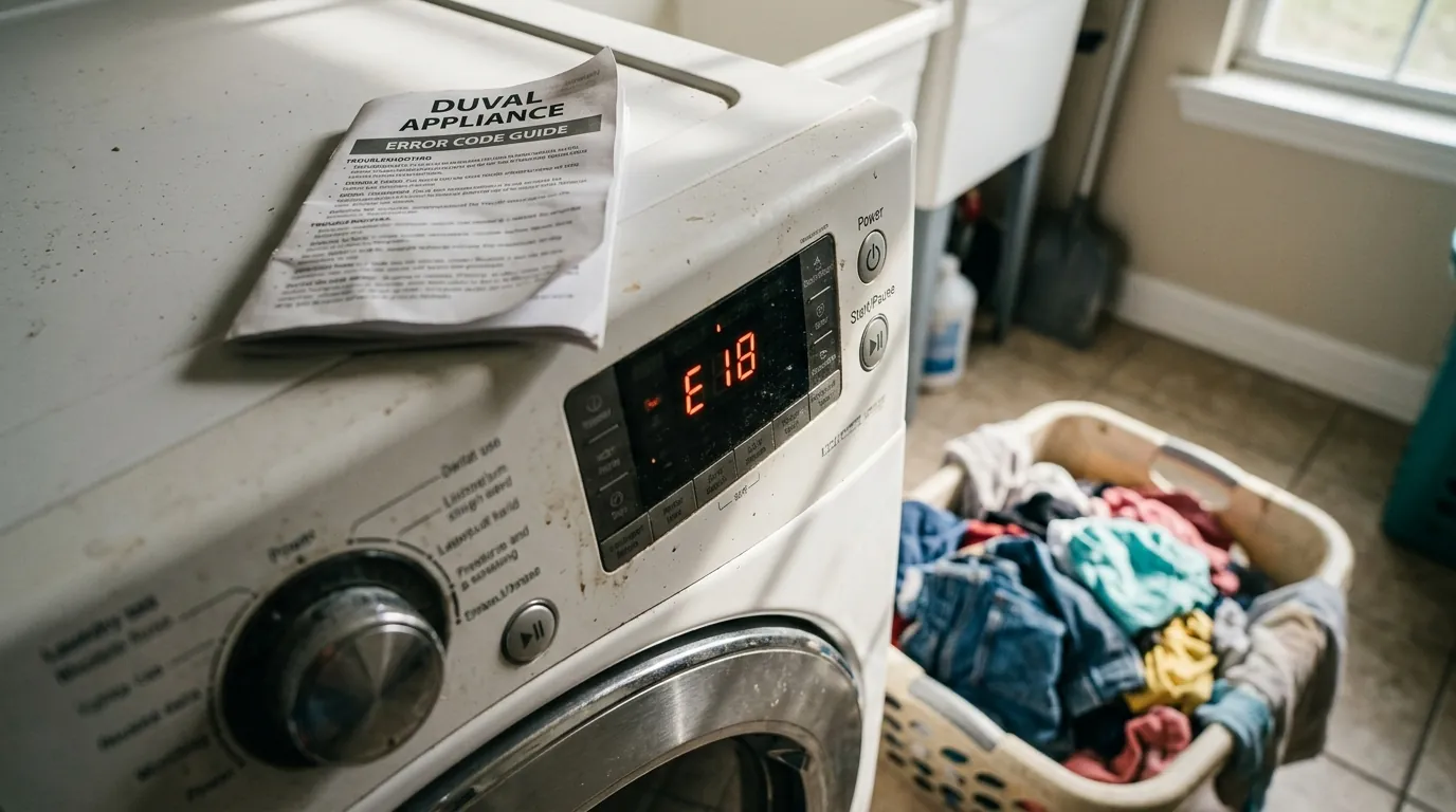 Washer display showing an error code