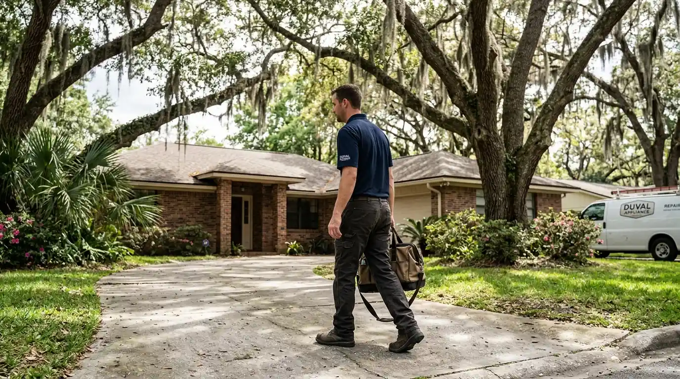 Duval Appliance technician arriving at a home in Mandarin, Jacksonville