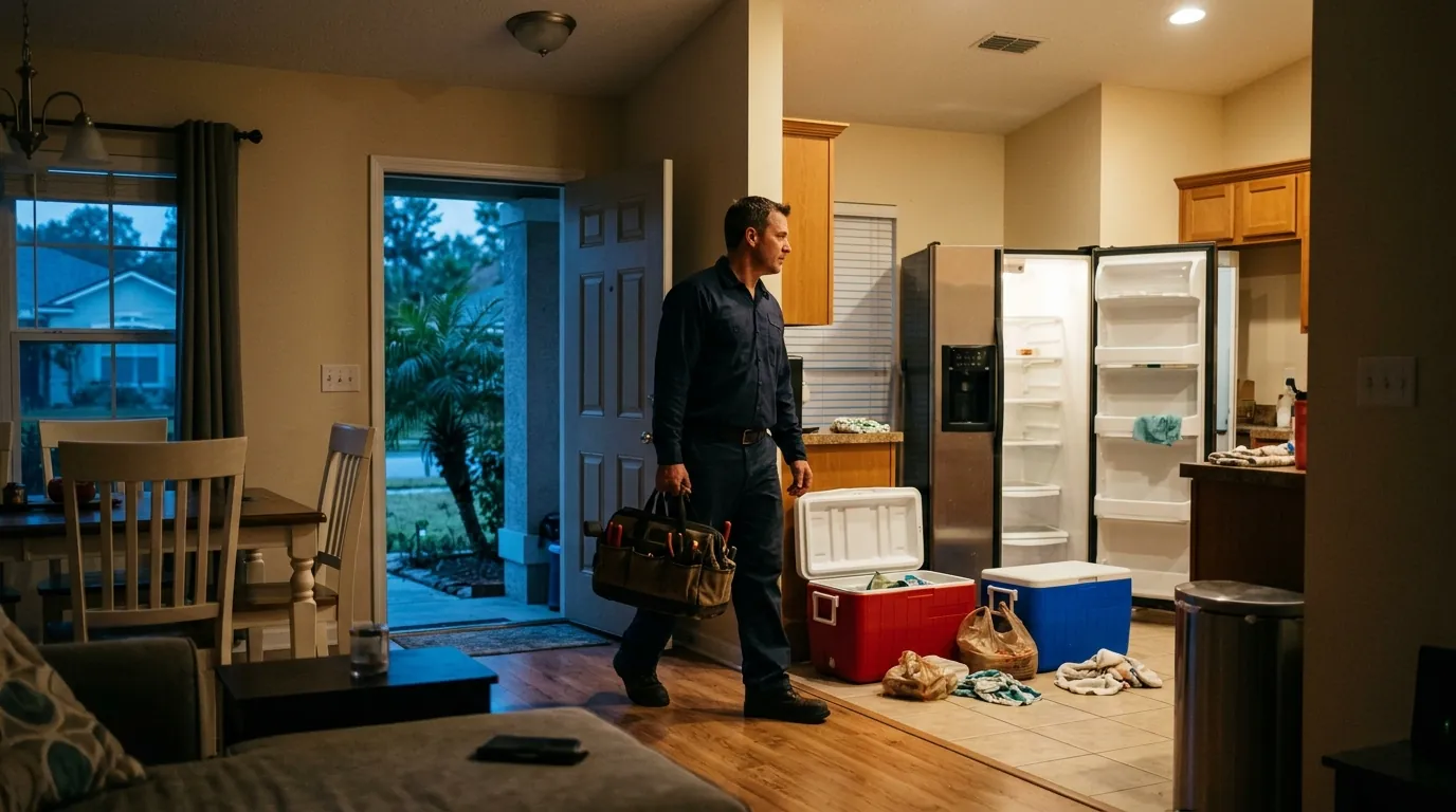 Technician arriving for an evening appliance emergency in Jacksonville