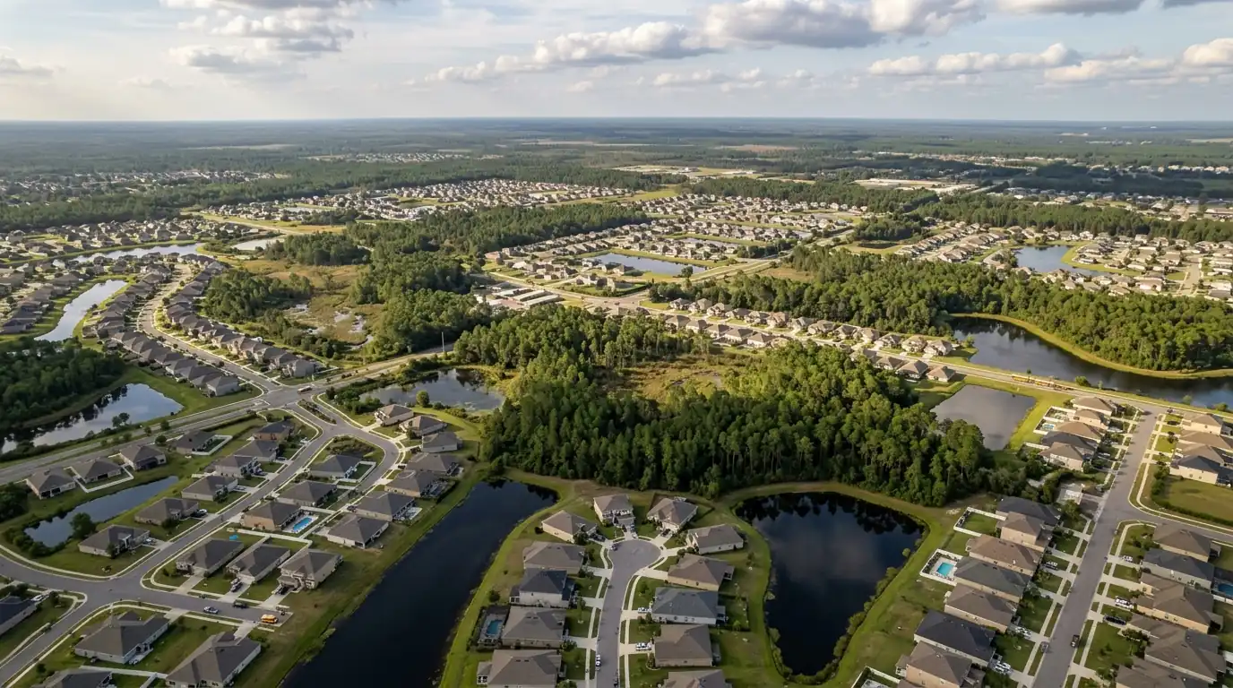 Suburban neighborhoods in Clay County, Florida