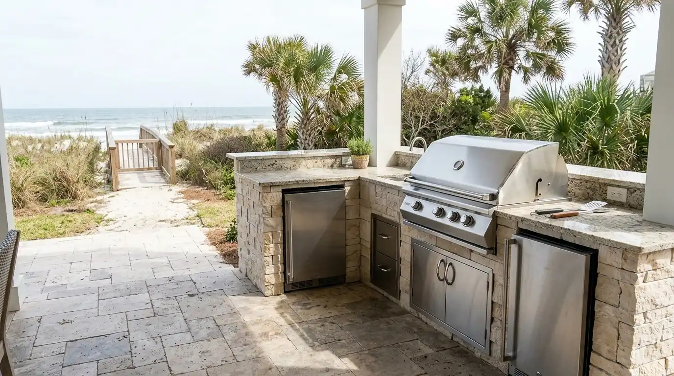 Outdoor kitchen near the ocean at the Jacksonville beaches