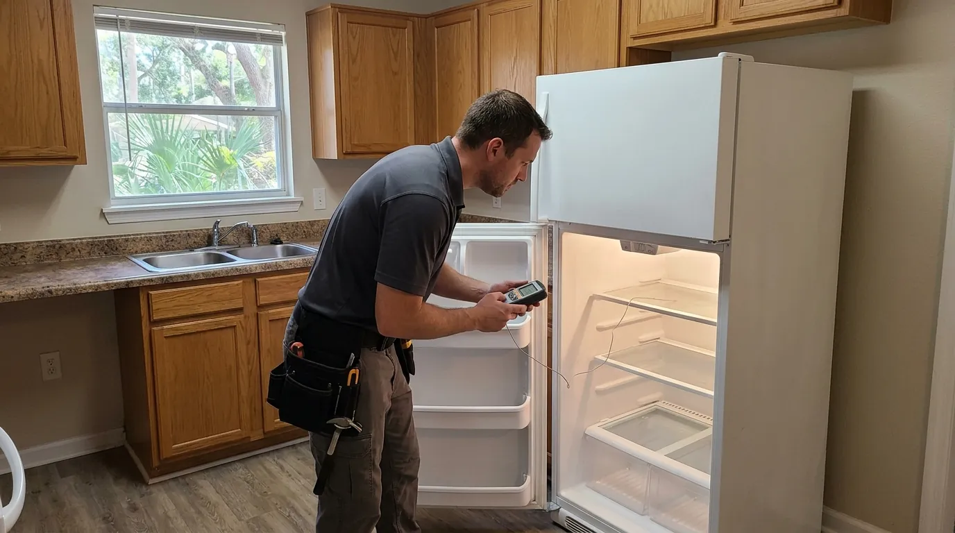 Turnover appliance inspection in a Jacksonville rental kitchen
